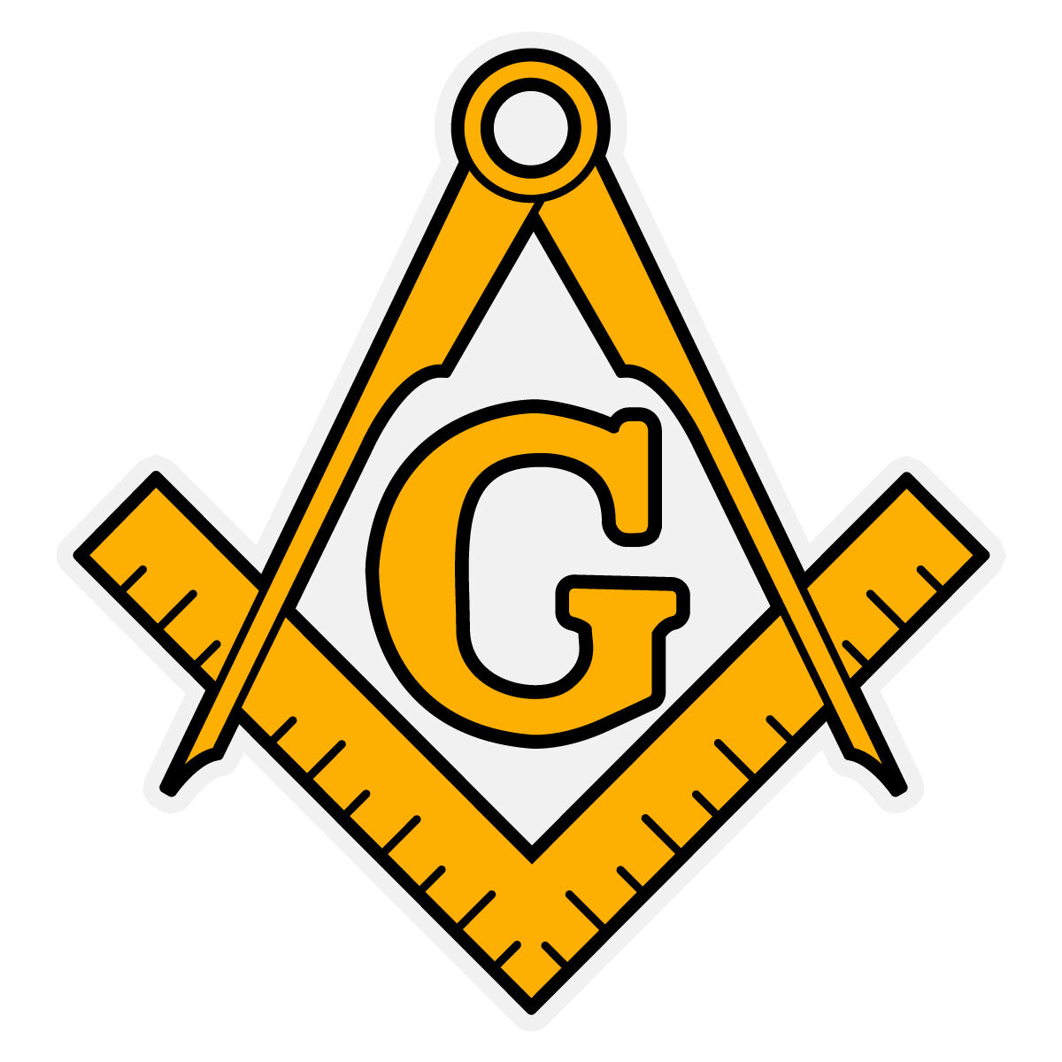Masonic Gold Square and Compass Small Reflective Decal Sticker