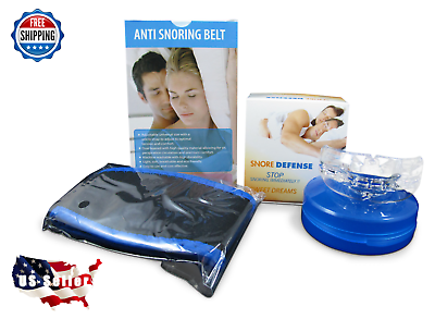 Stop Snoring Chin Strap Snore Belt & Snoring Mouthpiece Guard Combo Apnea Sleep
