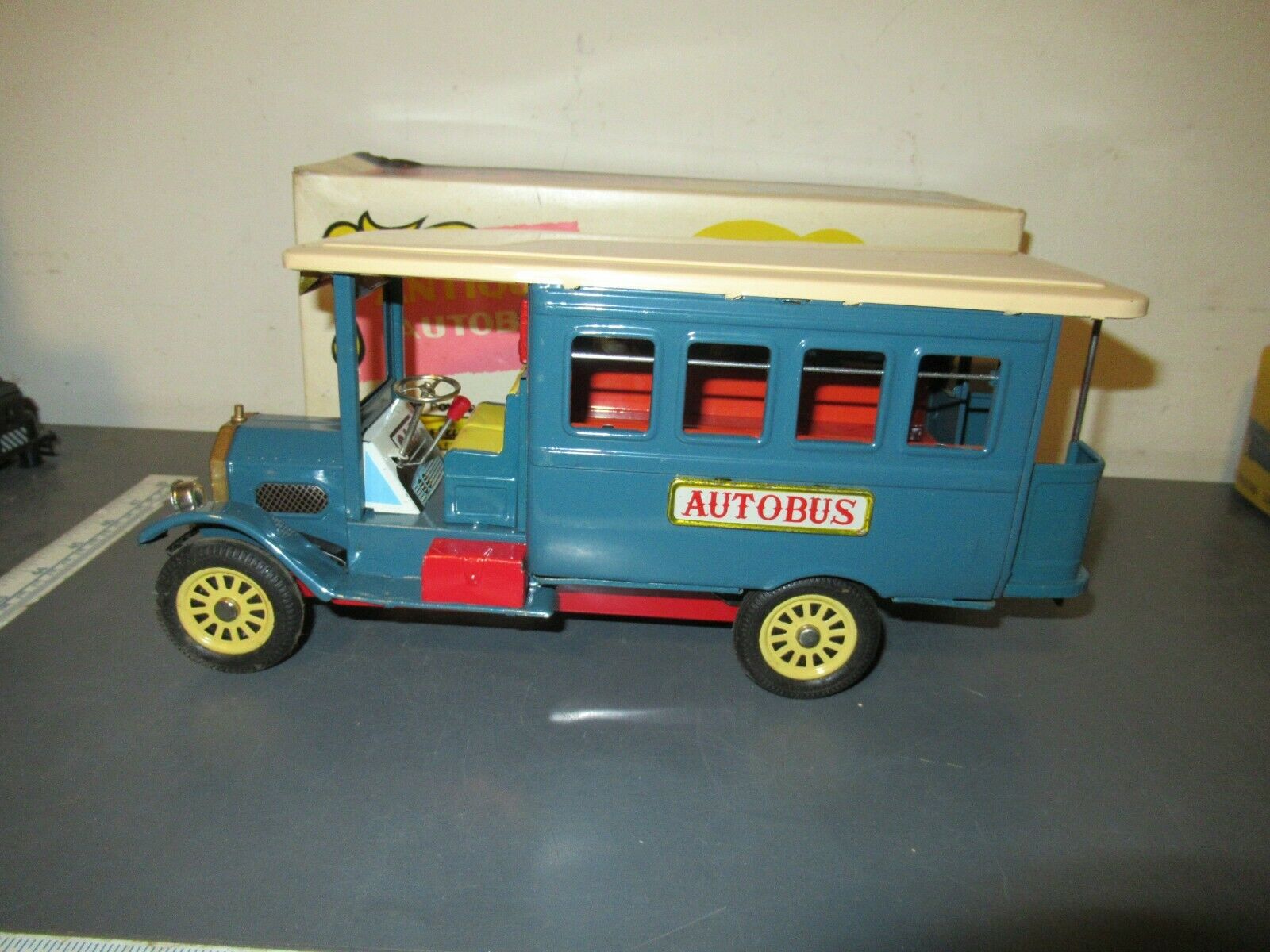 Vintage Cragstan Tin Autobus Friction Toy With Box