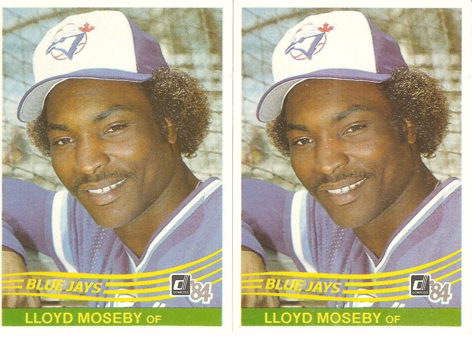 2 CARD 1984 DONRUSS LLOYD MOSEBY BASEBALL CARD LOT #363
