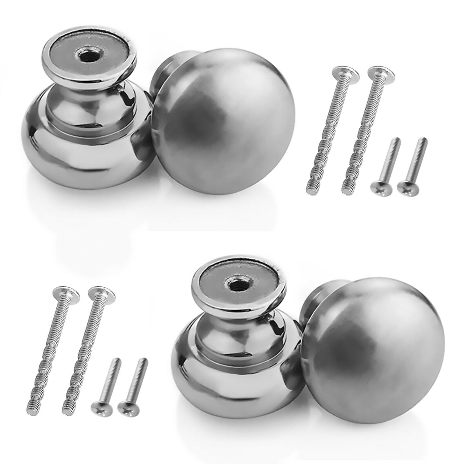 4 Packs 1-1/4 inch Diameter Cabinet Round Knobs Solid Stainless Steel Brushed