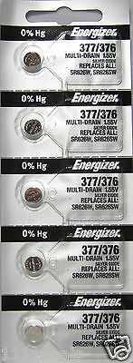 5 New Energizer 377 376 Sr626sw Sr626w Watch Battery