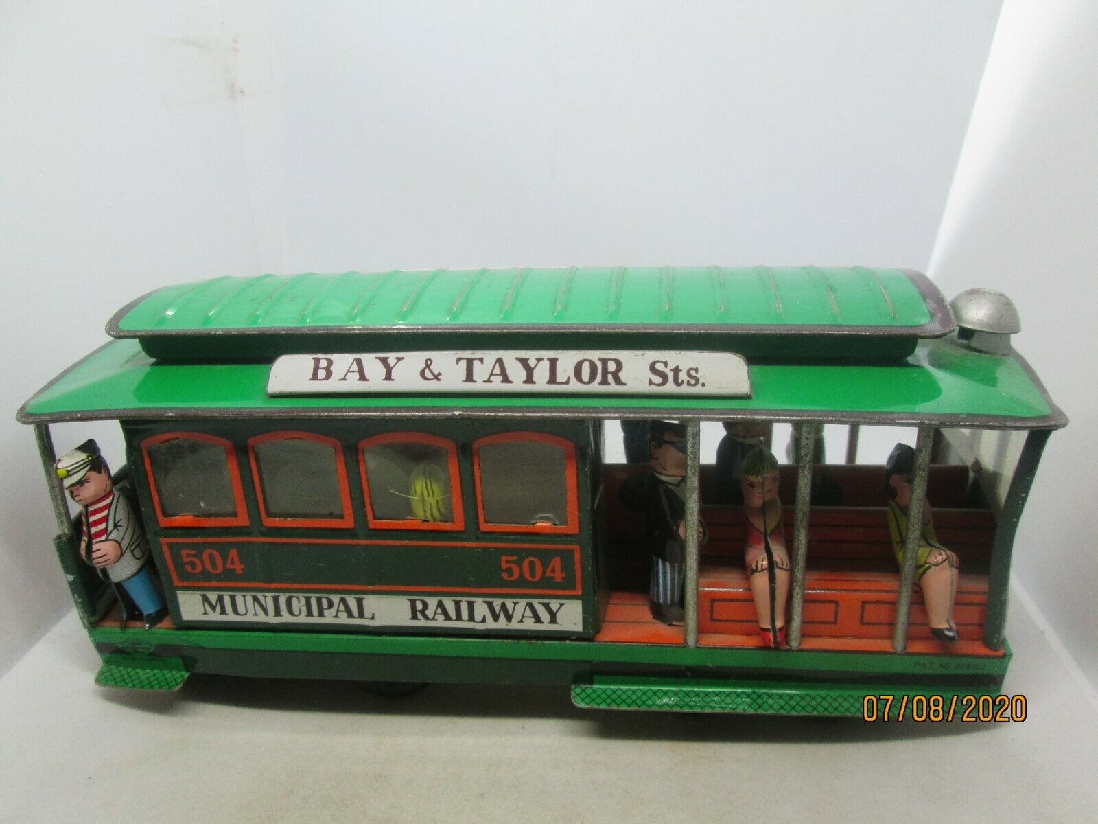 Municipal Railway Streetcar Tin Litho Friction Toy-japan-vintage-works Great