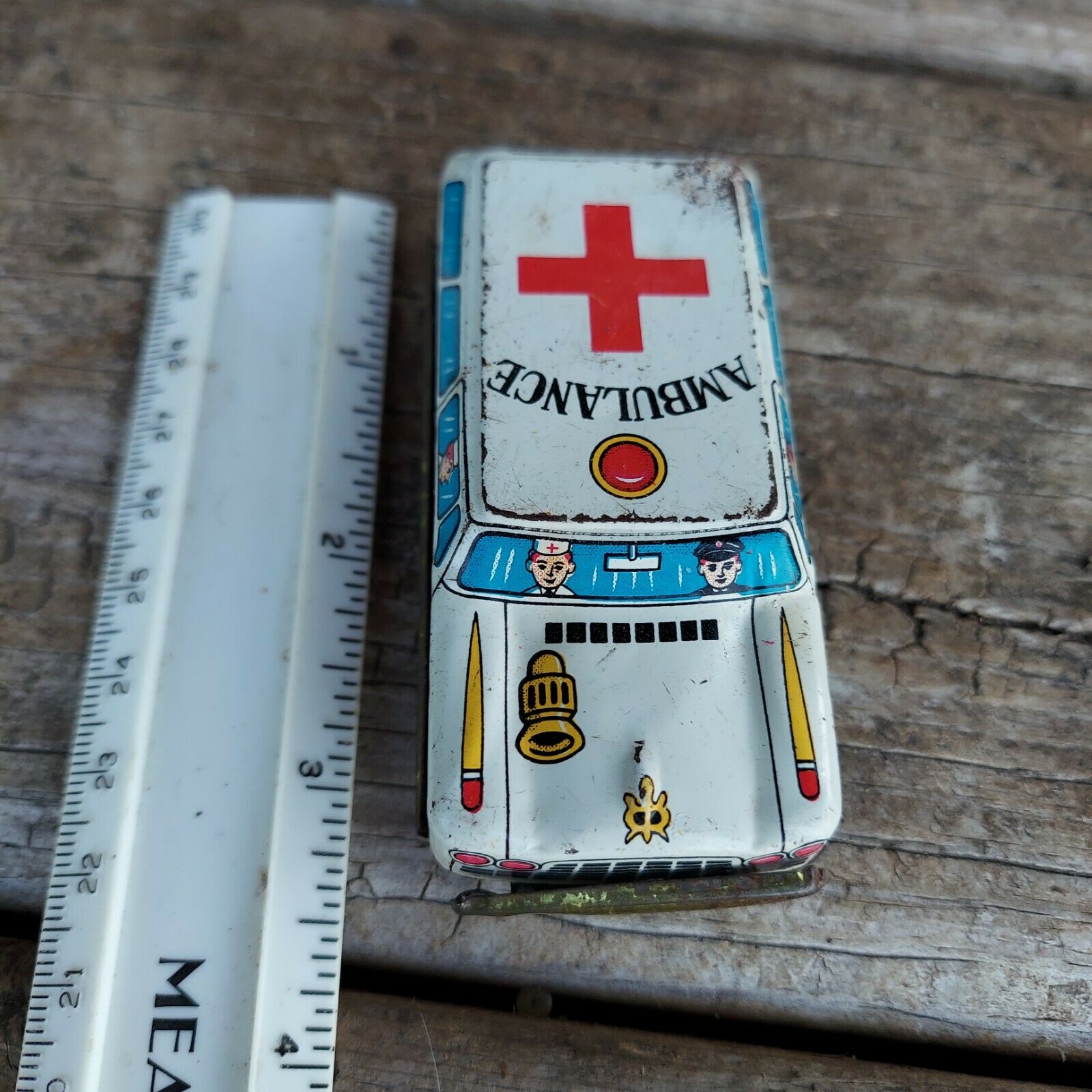 Tin Toy Ambulance Car -3 1/2 Inches Long