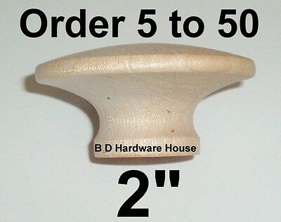 Large 2" Birch Hard Wood Cabinet Pulls / Drawer Knobs - Select Option 5 To 50