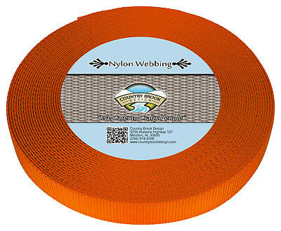 Country Brook Design® 1 Inch Orange Heavy Nylon Strap Webbing, 10 Yards