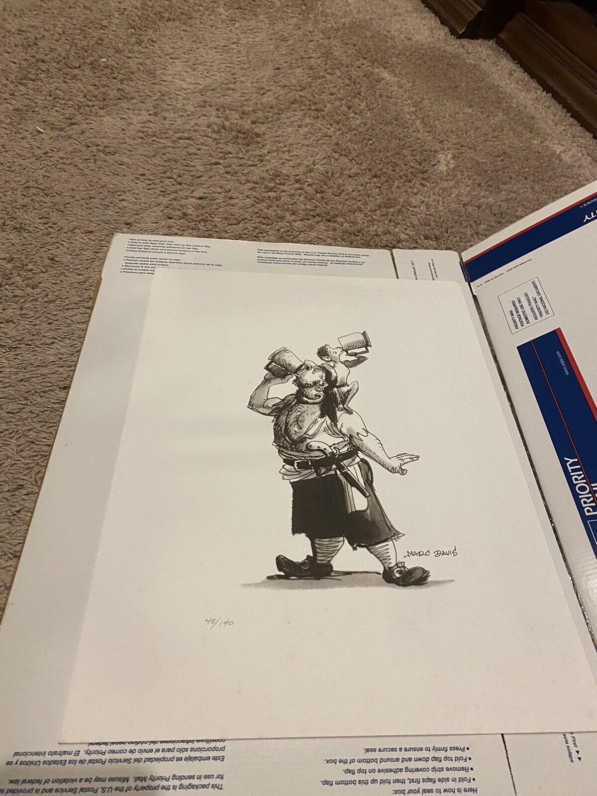 DISNEY MARC DAVIS LITHOGRAPH - PIRATES OF THE CARRIBBEAN - DRINKING PIRATE NLE
