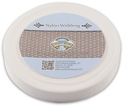 Country Brook Design® 1 Inch White Lite Weight Nylon Webbing, 10 Yards