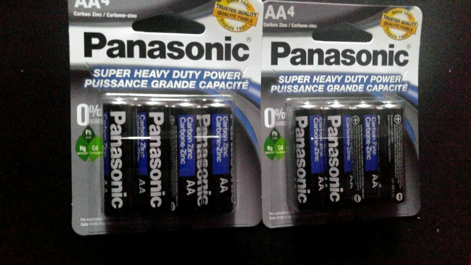 Panasonic Super Heavy Duty AA Batteries - 2 Packs of 4 Batteries each. Count:8