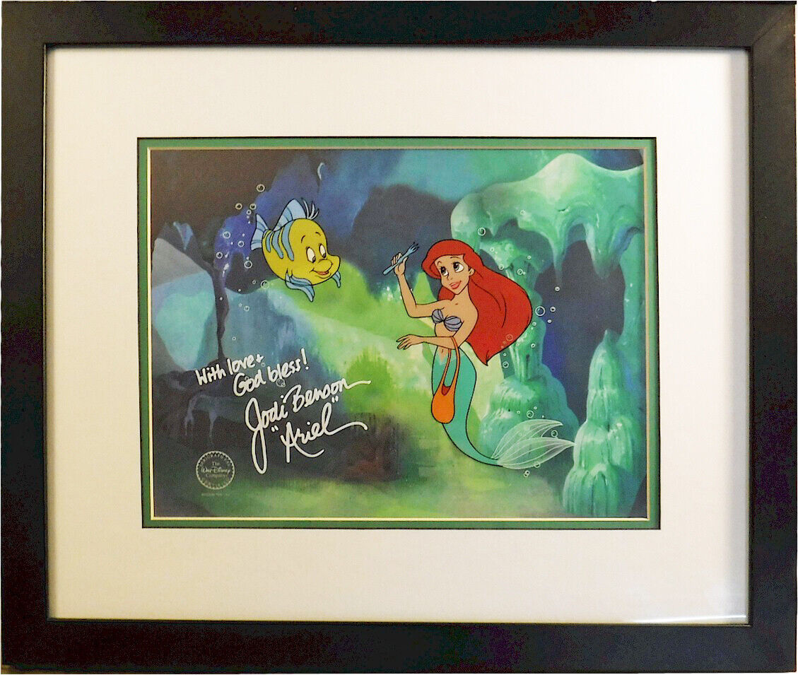 ✅ Little Mermaid Hand SIGNED Disney Sericel Ariel Flounder Seal Beckett New Fram
