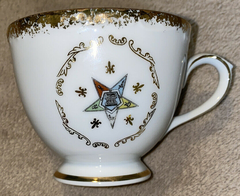 Oes Small Eastern Star White Cup By Temple Treasures, F.n. Kistner, Chicago Il