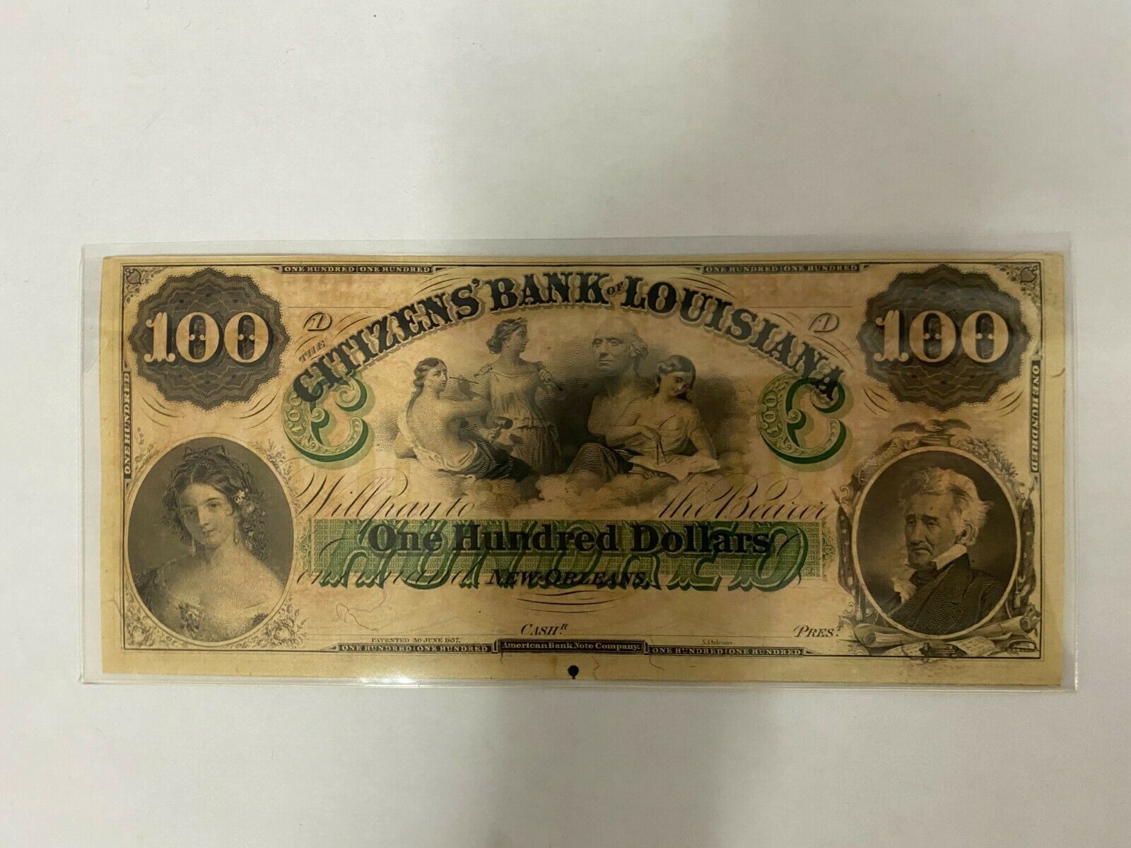 Citizens Bank Of Louisiana One Hundred Dollar ($100) Bank Note Obsolete