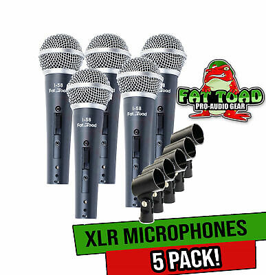 Studio Recording Microphones with Clips (5 Pack) by FAT TOAD | Vocal Handheld