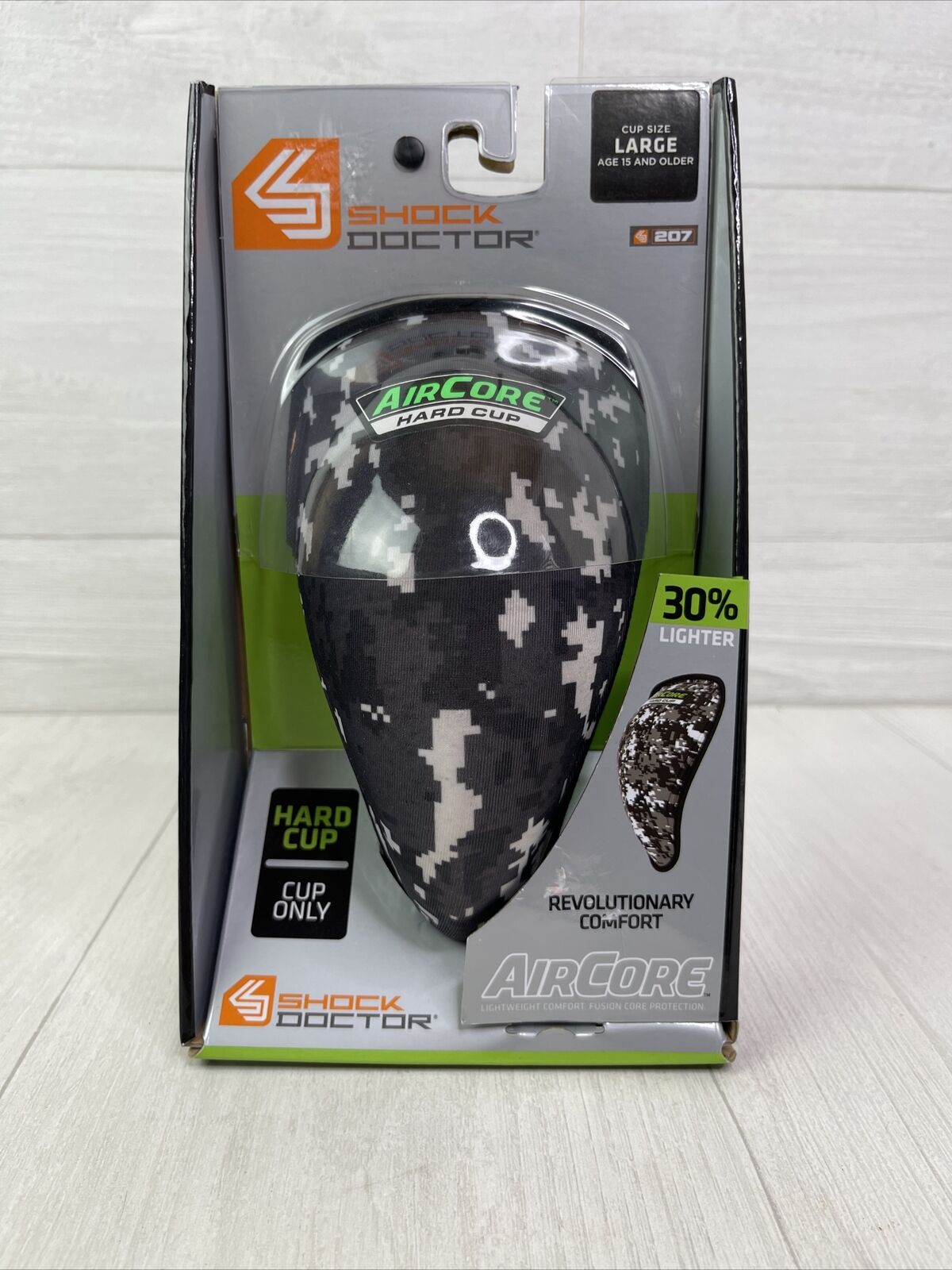 New Shock Doctor 207 Aircore Digital Camo Sports Hard Cup Only Large 15 Years +