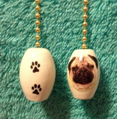 One Pug Dog Fan Pull With Paw Prints On The Back 1"