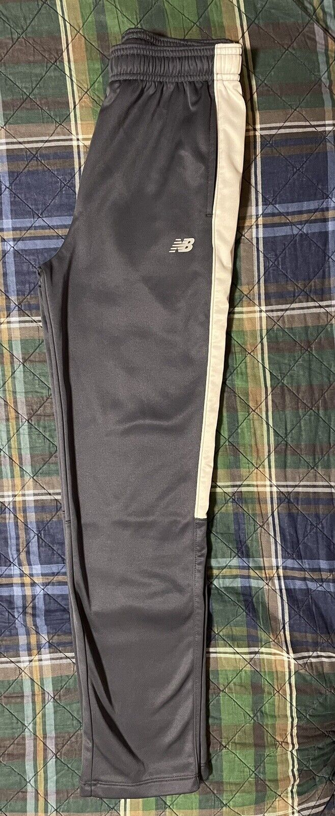 Kids Gray/white/silver New Balance Warm-up Long Pants - Size M 10/12