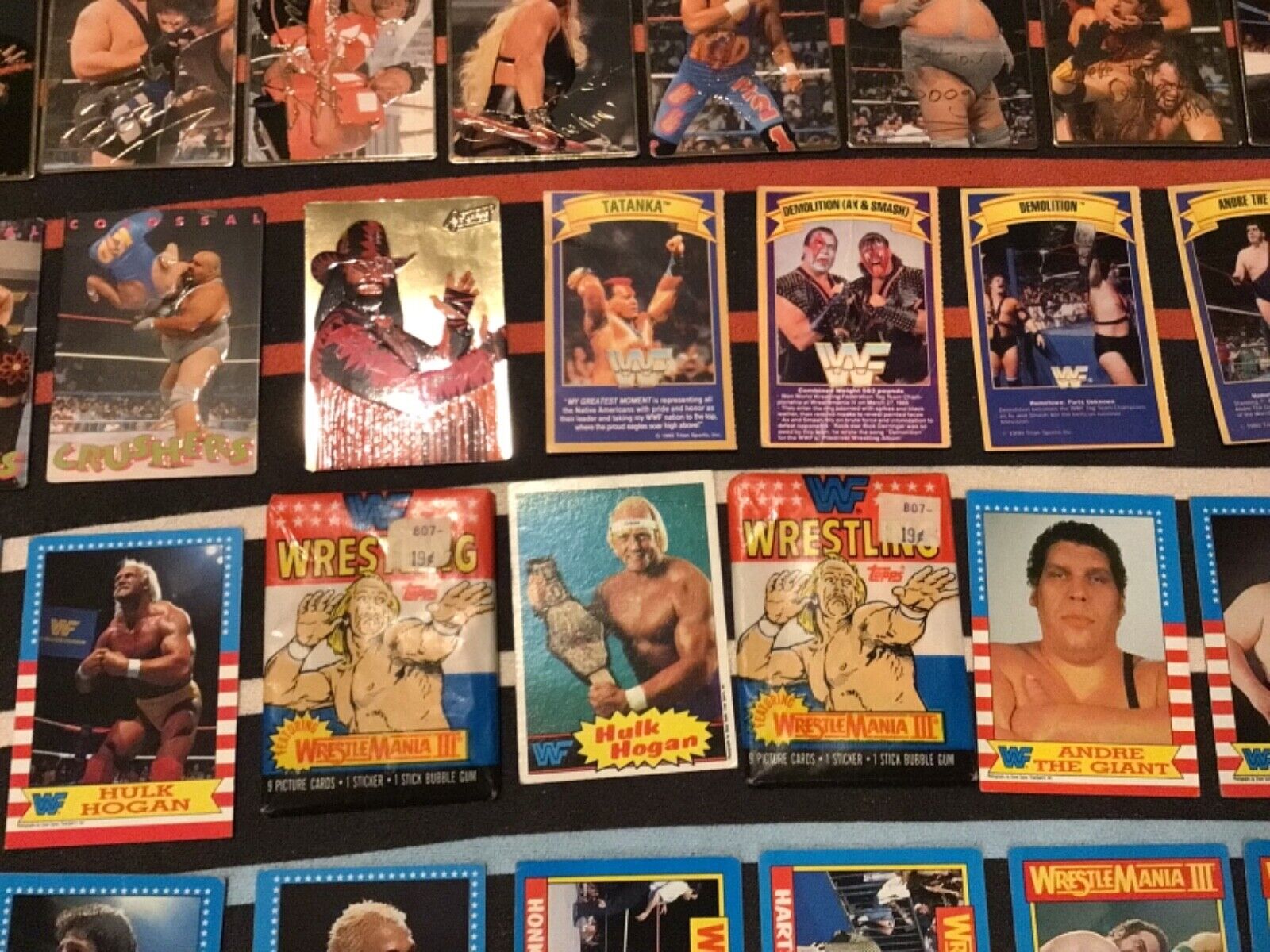 Huge Lot of Vintage WWF and WCW Wrestling Cards. Hogan Rookie, new packs, 24Kt++