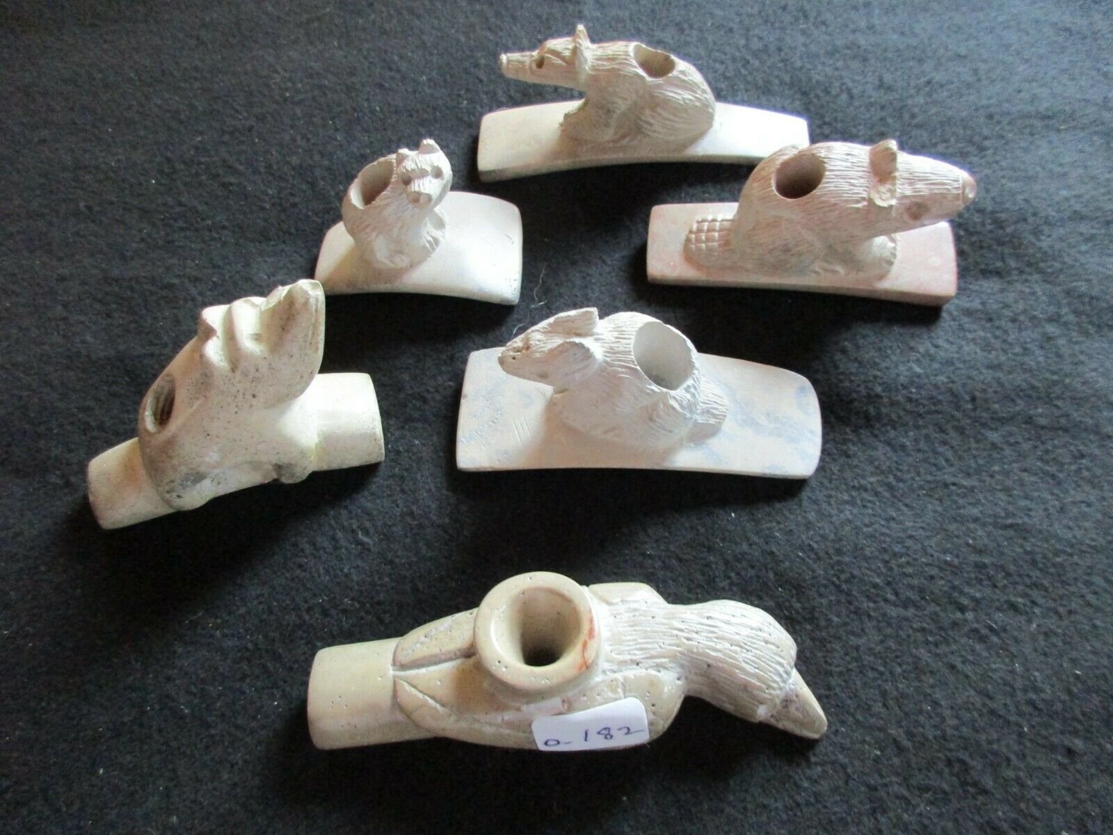 NATIVE AMERICAN CLAY PIPE ANIMAL EFFIGY GROUP, COLLECTOR'S CHOICE, PE-0821*05799