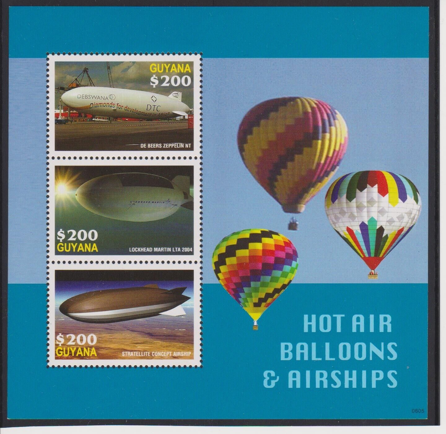 Guyana Hot Air Balloons and Airships Sheet & S/S MNH Scott 3935-3936