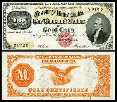 Nice Crisp Unc. 1882 $1,000 Gold Certificate Copy Note! Read Description