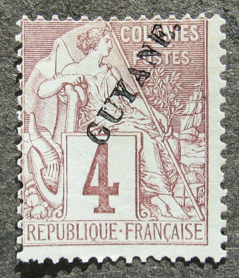 French Guiana 1887 Definitives Ovpt Brown On Dark Yellow, Yv #4 Cv=eur300 Mh