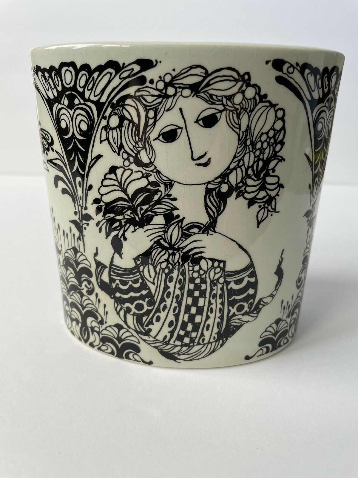 Nymolle Denmark Bjorn Wiinblad Leilje Ceramic Vase/Planter 3186 Black & White