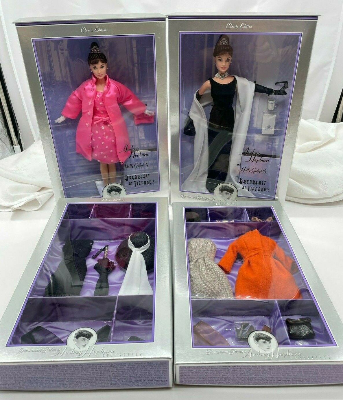 Mattel Audrey Hepburn Breakfast at Tiffanys Complete Set, NRFB, 1998