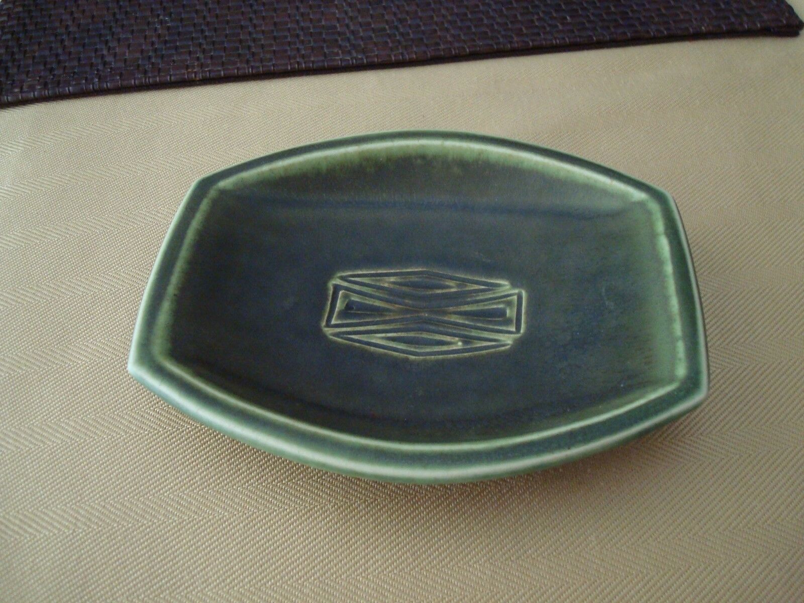 Michael Andersen Pottery Denmark Incised Tray Dish Green Ex. Cond.