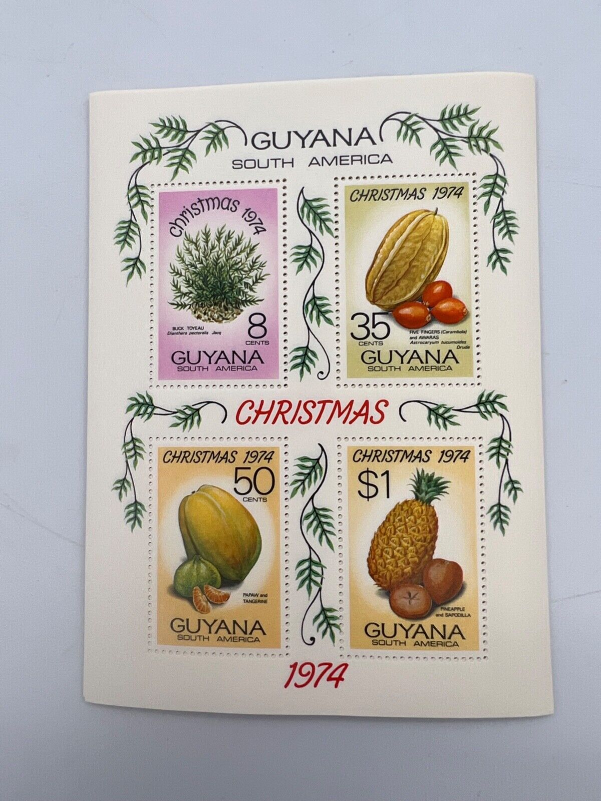 10 Sets - Guyana S/S Christmas Fruits 1974 MNH Souvenir Sheets (10)