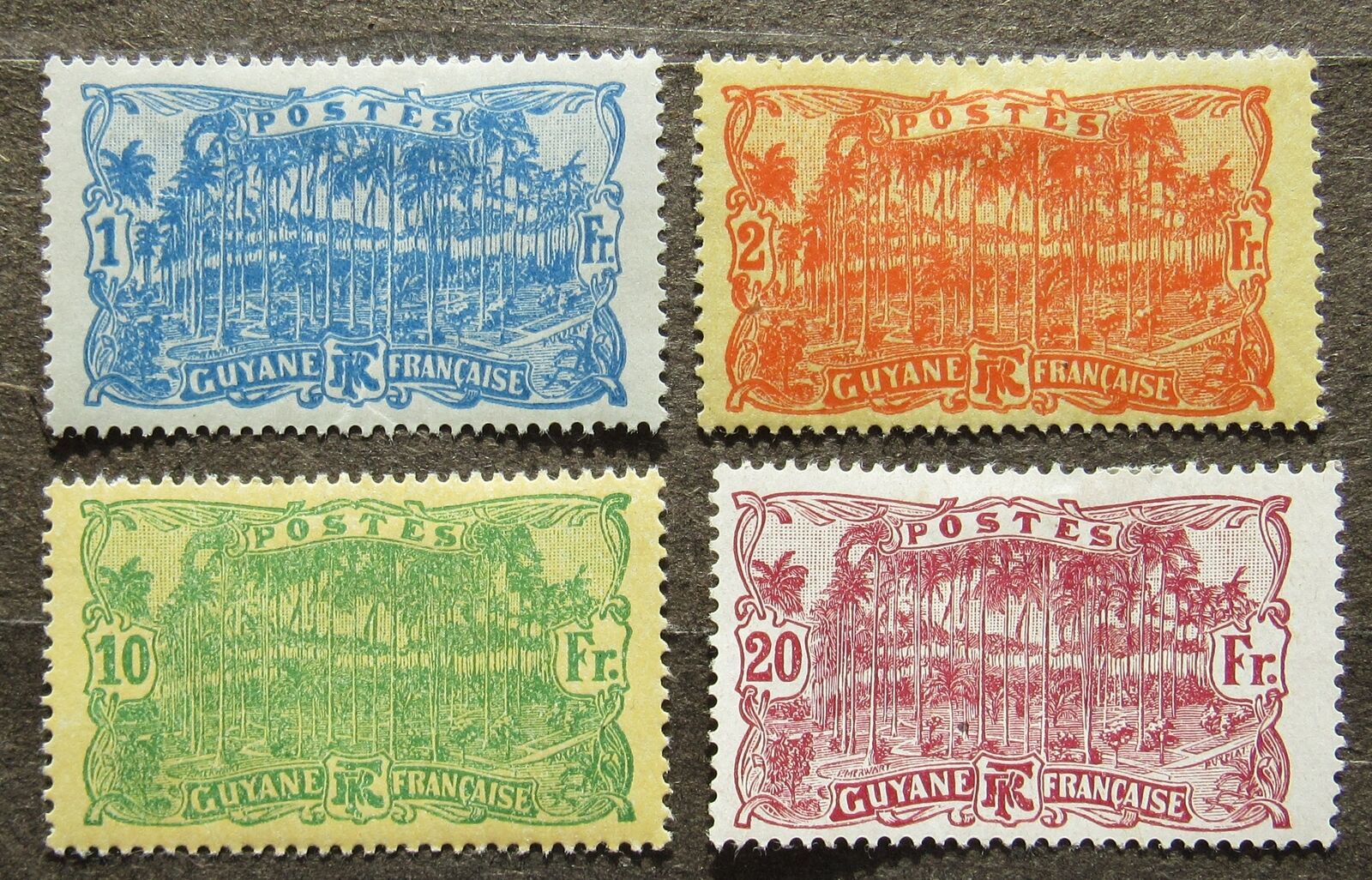 French Guiana 1922 Giant Anteater, Yv #87-90 used compl.set
