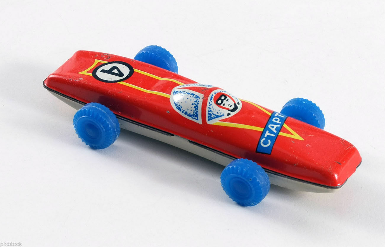1970s Soviet Russia Vintage Russian Tin Toy Racing Car Start