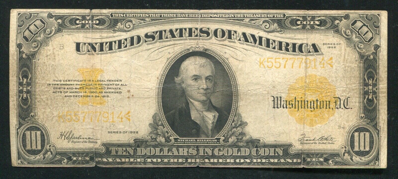 Fr. 1173 1922 $10 Ten Dollars Gold Certificate Currency Note