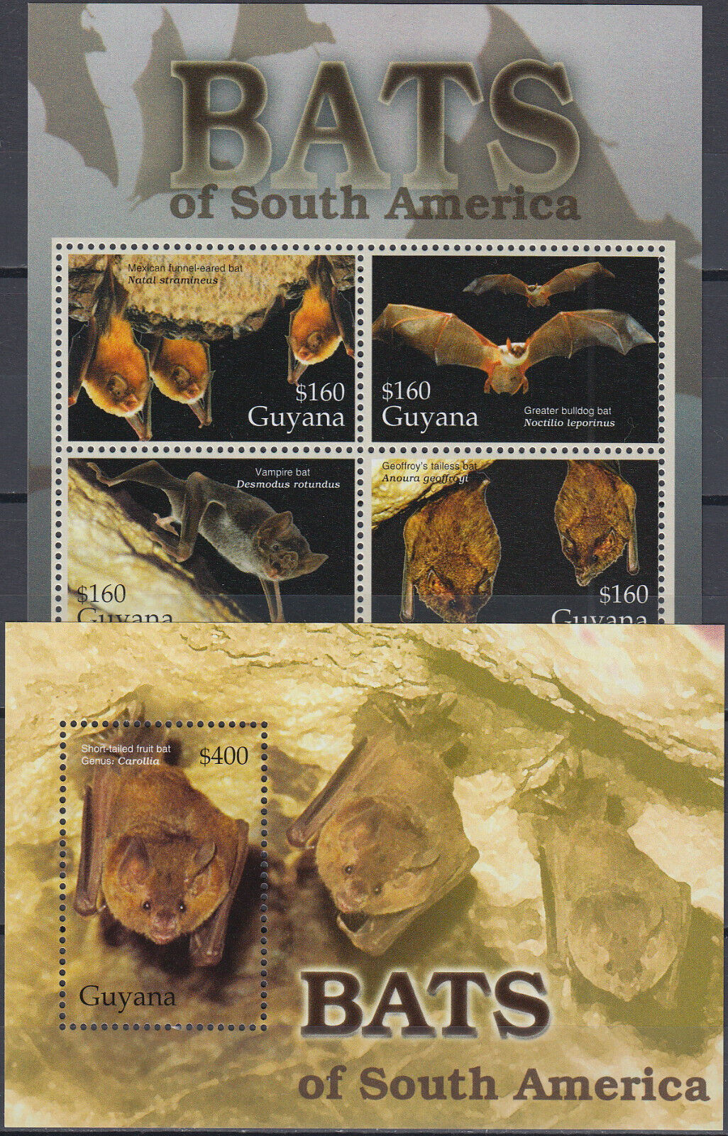 Guyana Both S/S Bats of South America 2005 MNH-21 Euro