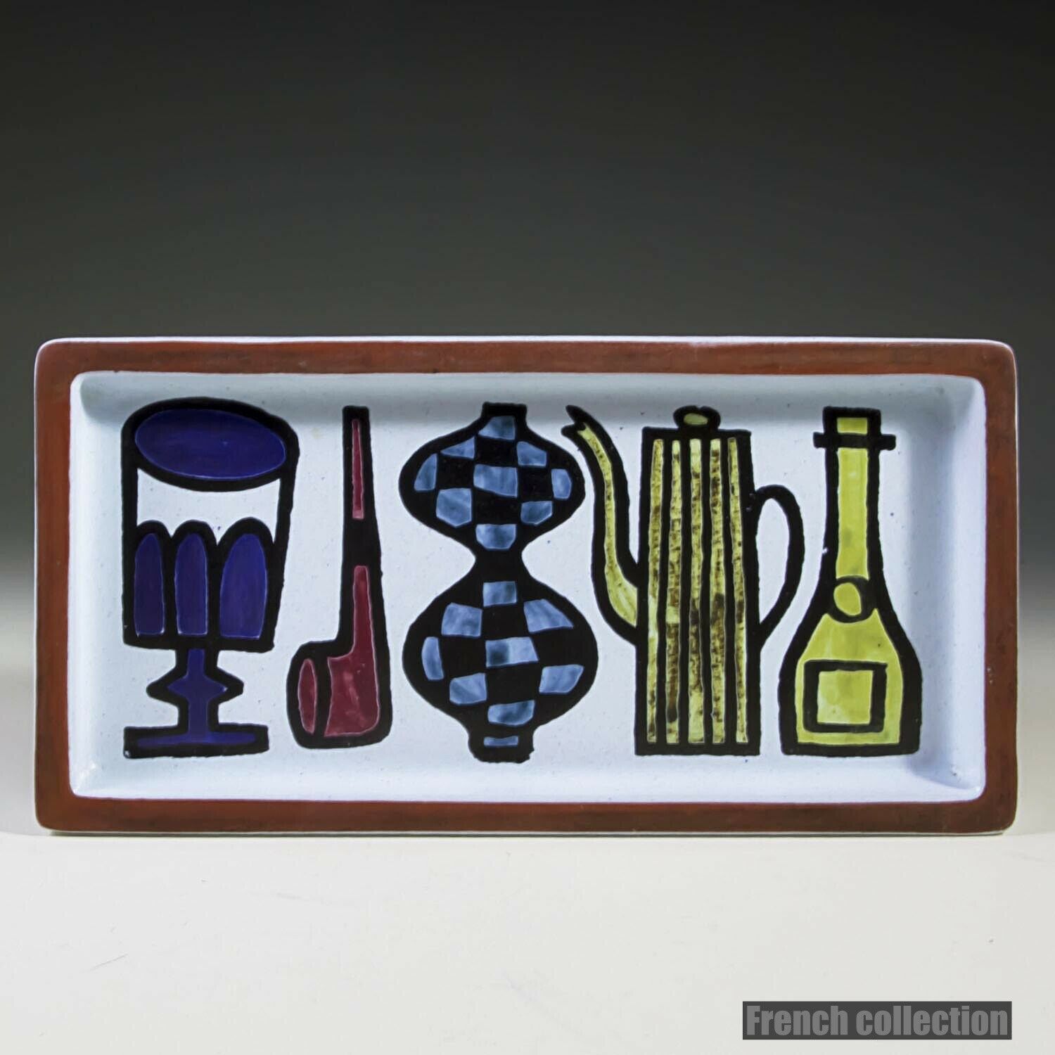 Gustavsberg Rectangular Tray Decorative Swedish Art Pottery By Stig Lindberg