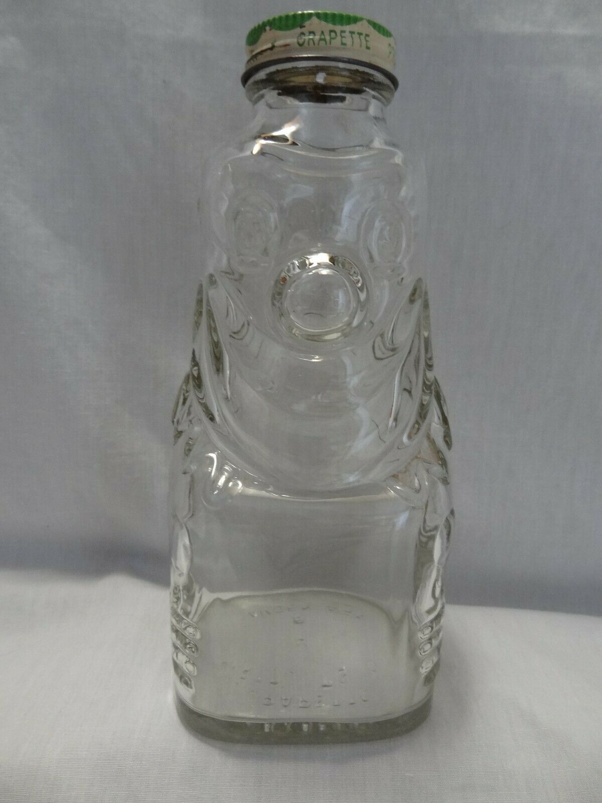 Vintage 1950s Grapette Glass Clown Bottle with Coin Slot Lid