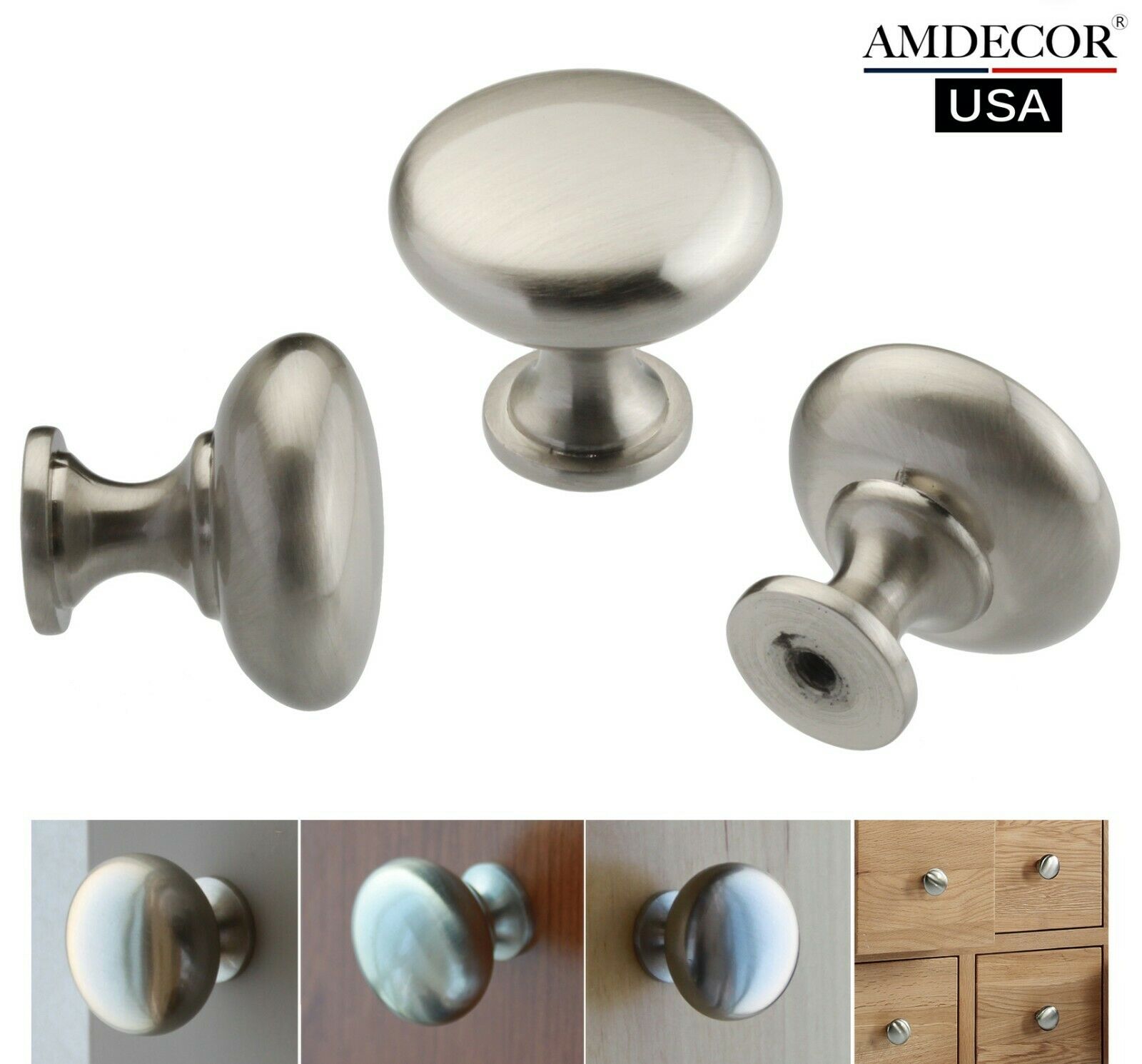 Amdecor N48304.30sn  Sn  Satin Nickel Kitchen Cabinet Knob Drawer Pull Designer