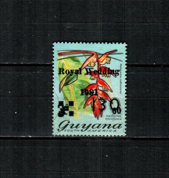 GUYANA Scott's 490 ( 1v ) Flowers Royal Wedding Surcharge F/VF Used ( 1982 ) #4