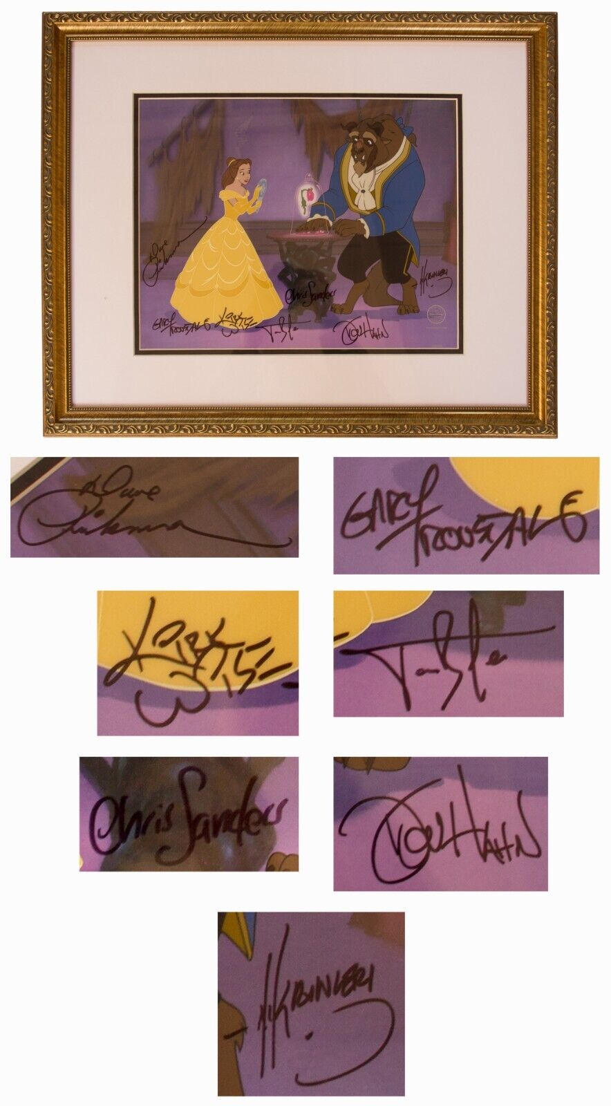 Beauty & The Beast Sericel Of Only 3500, Signed By 7 Film Creators. Disney Coa.