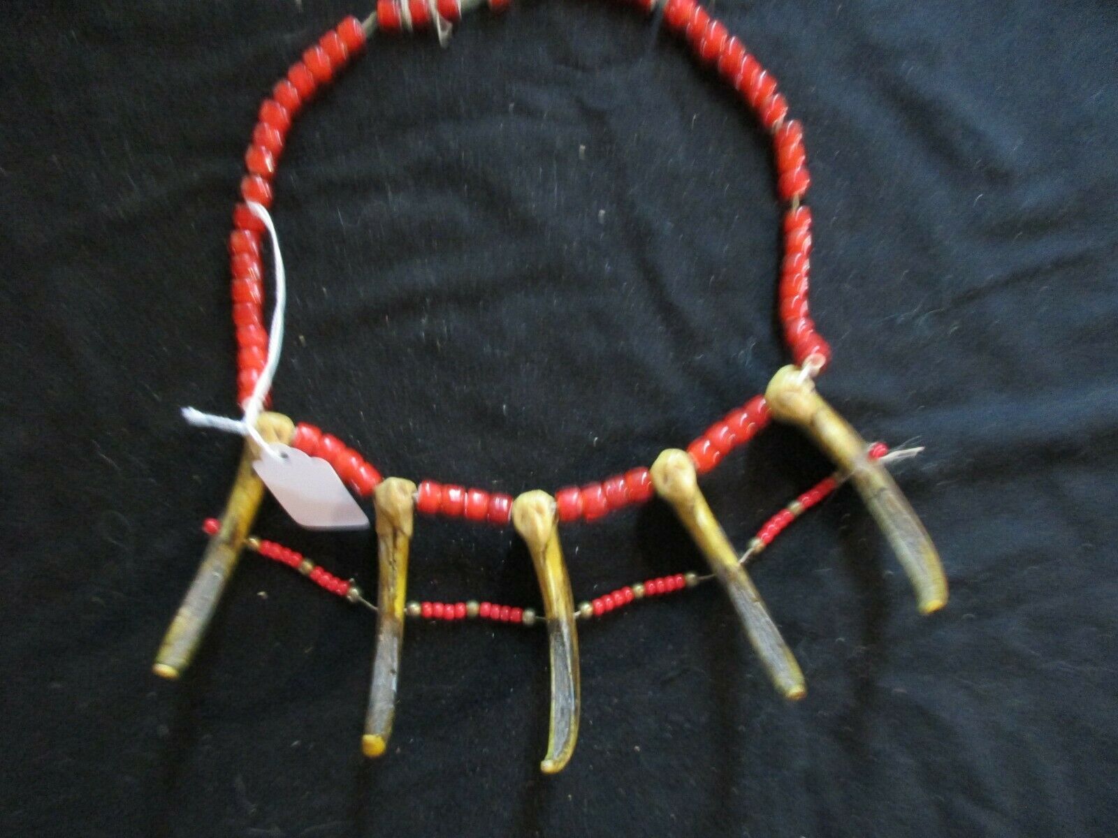 Native American Beaded Necklace, Claw Type, Old "pawn" Beads,  Ott-0721*05717