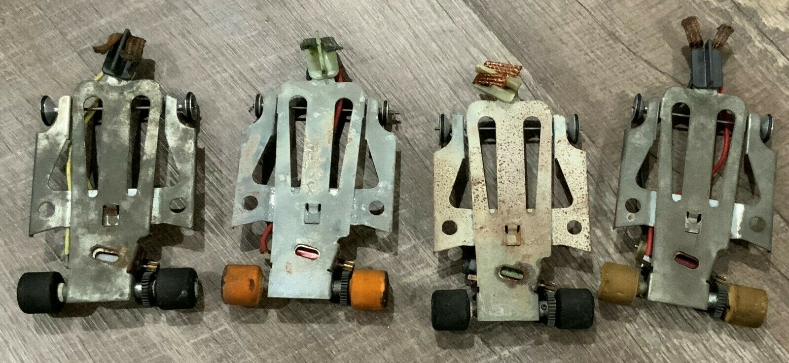 (4) Slot Car Chassis Lot With Motors 1/24 Tires Rare Used