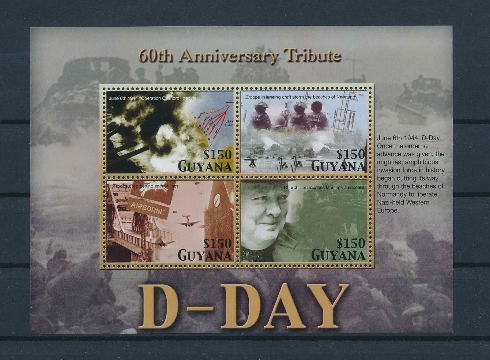 Lo40344 Guyana Anniversary D-day Good Sheet Mnh
