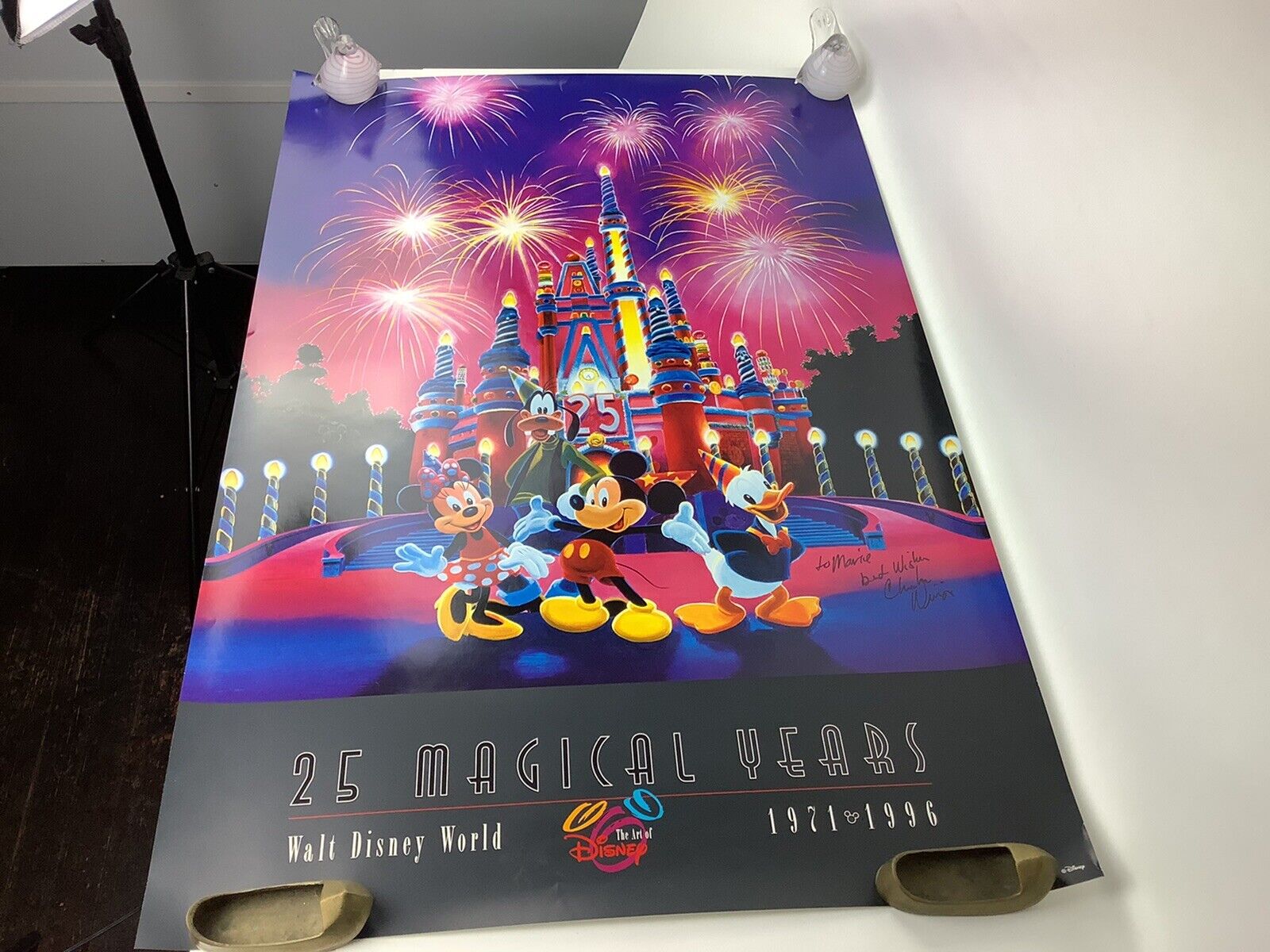 Walt Disney World Magic Kingdom 25 years poster 1971 - 1996 Hidden Map Signed￼
