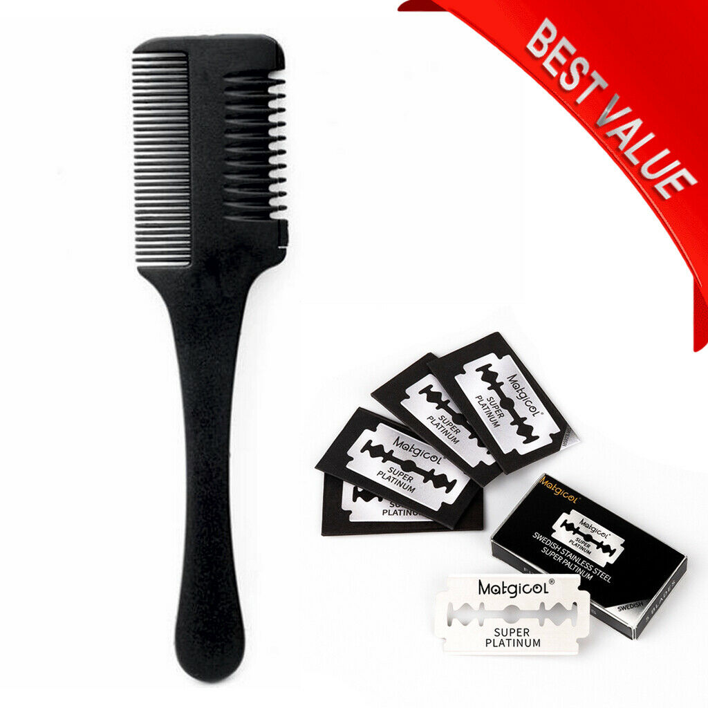 Double Side Hair Razor Comb Cutting Thinning Comb with Blade US Shipping!