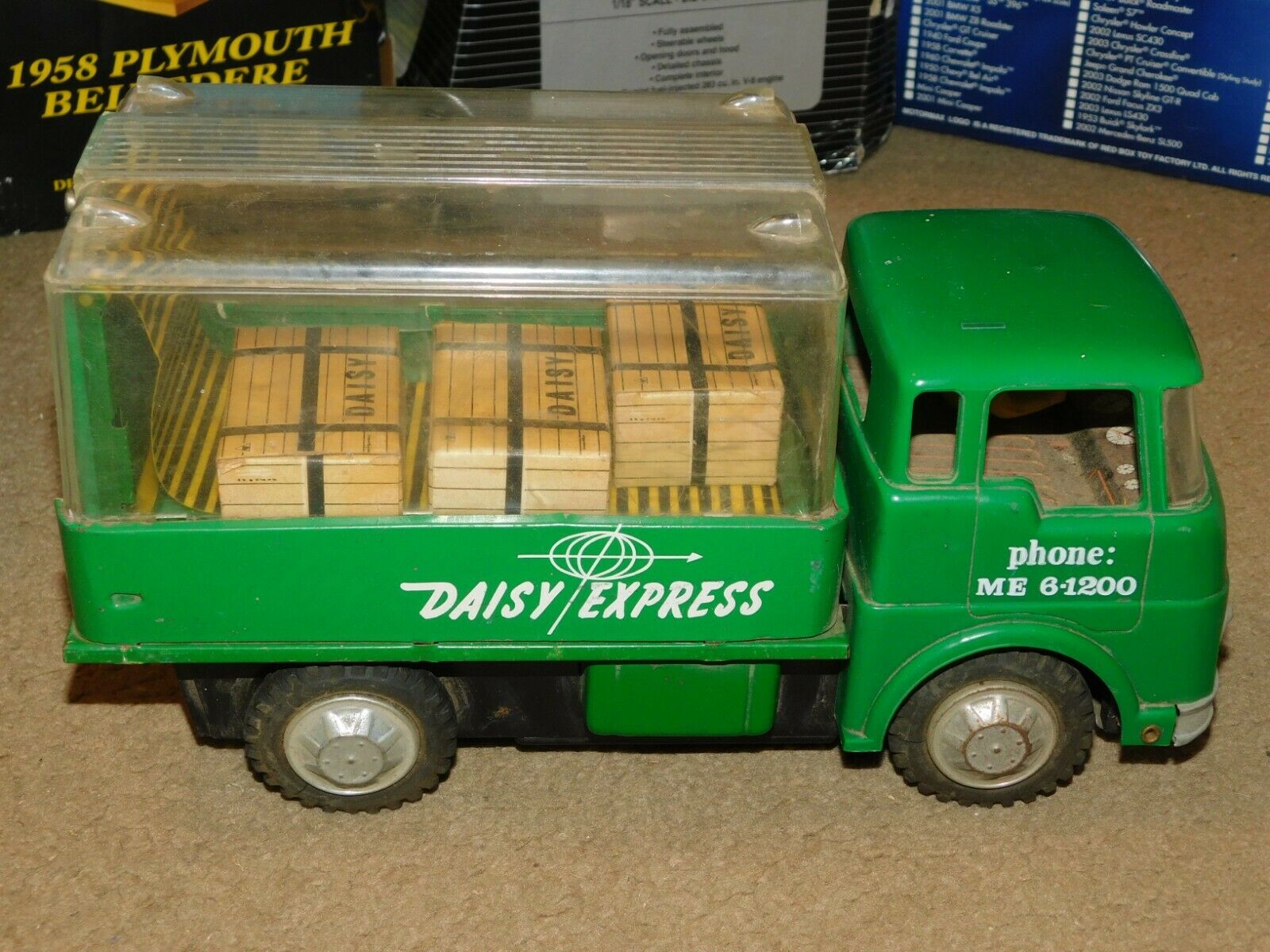 Daisy Express Power Loader Truck JAPAN Plastic-Tin Toy B. sites W/ BOXES RARE