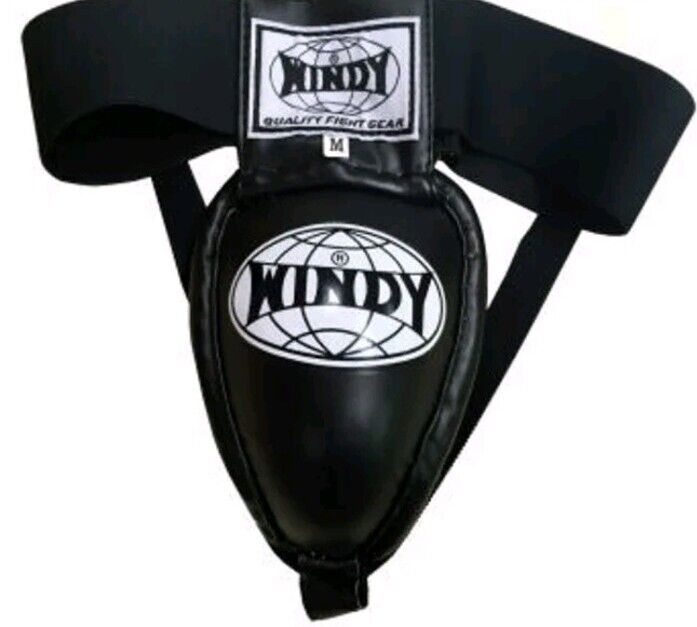 WINDY SPORTS  GROIN GUARD PROTECTOR  STEEL CUP BLACK ( L) TRAINING MMA K1
