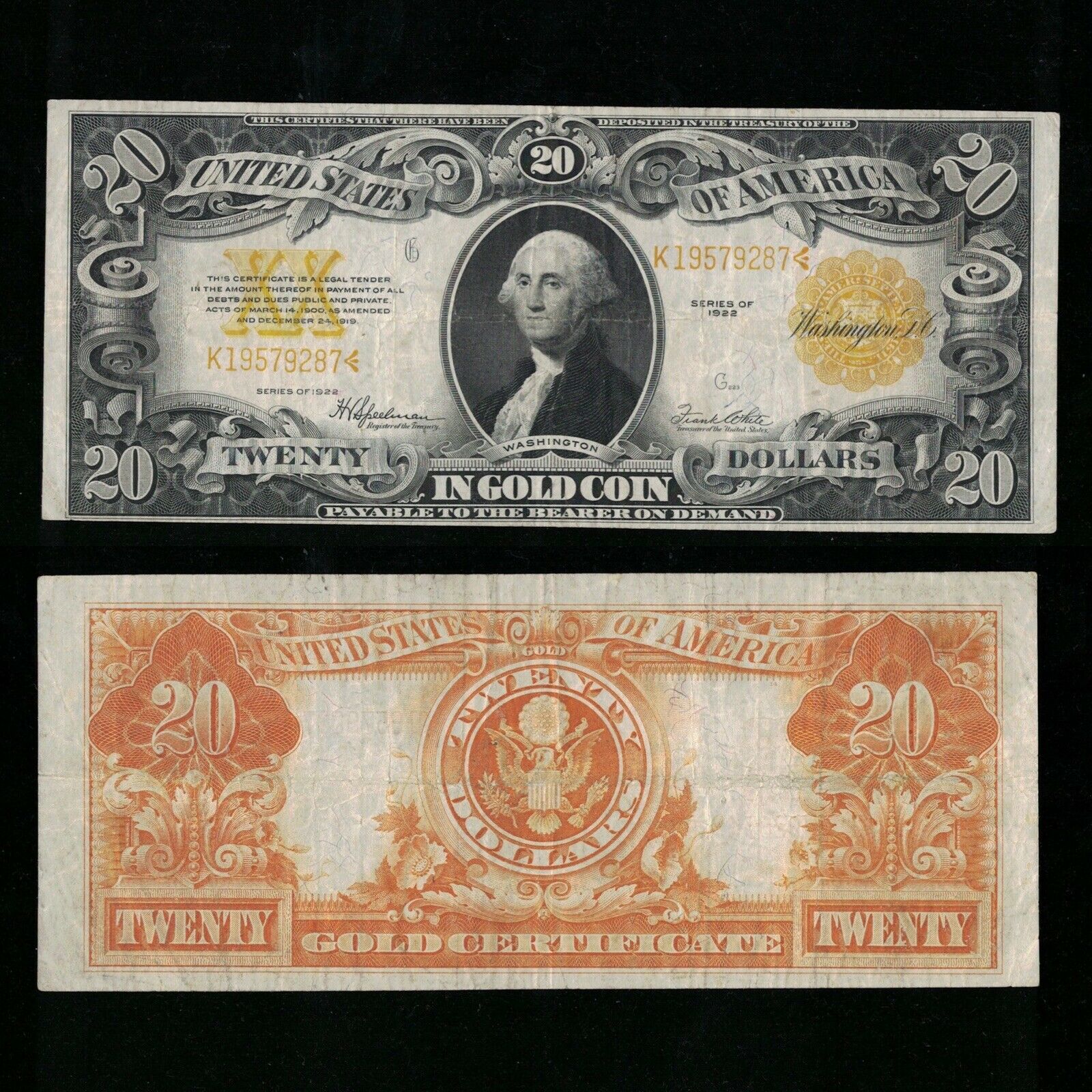Sc 1922 $20 Gold Certificate Fr#1187
